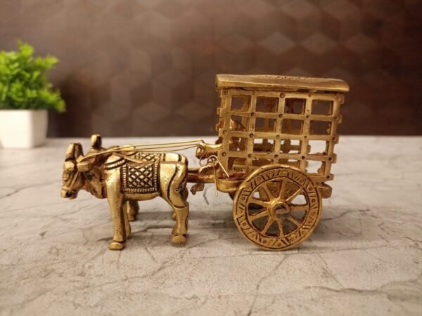 Brass Buy Bullockcart Closed type For Gift And Home Decor / significant of cultural, symbolic 3″Antique Showroom Trichy - Image 2