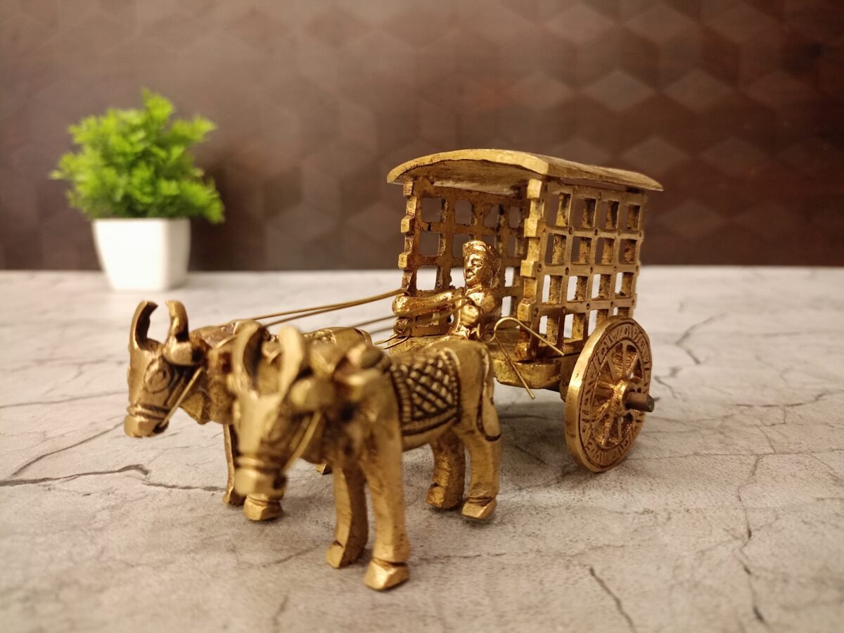 Brass Buy Bullockcart Closed type For Gift And Home Decor / significant of cultural, symbolic 3″Antique Showroom Trichy - Image 3