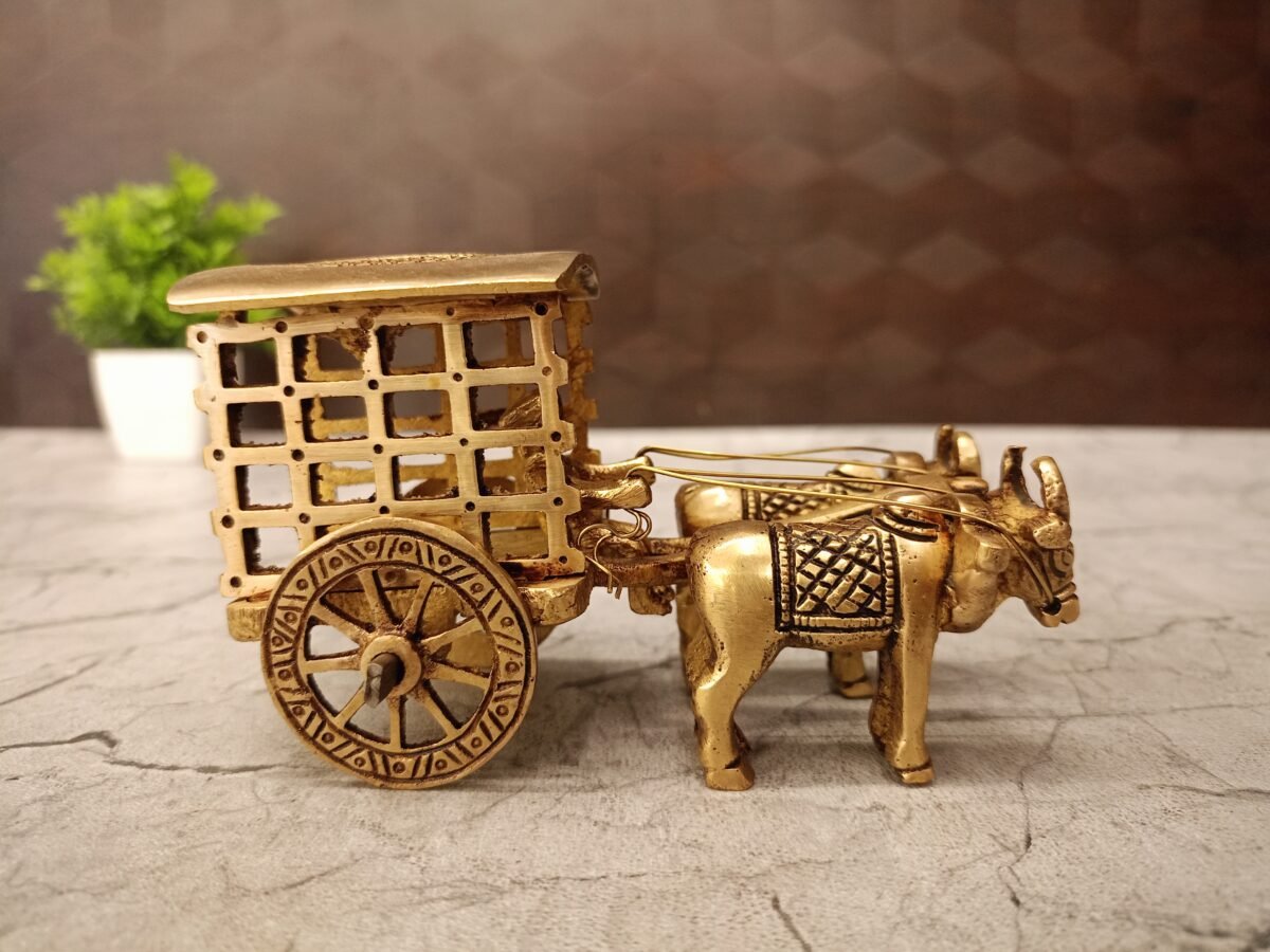 Brass Buy Bullockcart Closed type For Gift And Home Decor / significant of cultural, symbolic 3″Antique Showroom Trichy - Image 4