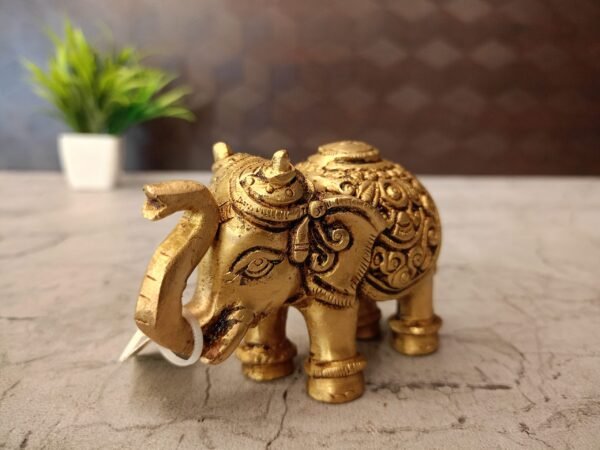 Buy Brass Elephant Statue For Home Decor Antique Showroom Trichy 2.5″ - Image 2