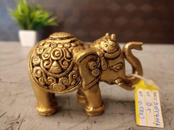 Buy Brass Elephant Statue For Home Decor Antique Showroom Trichy 2.5″ - Image 3