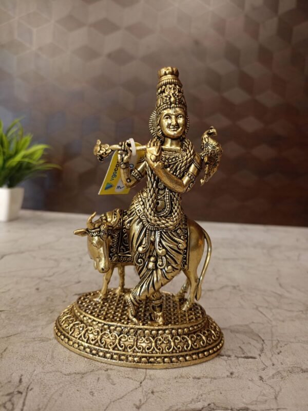 Buy Brass Fine Art Cow Krishna For Home Decor & Wedding Gifts Antique Showroom Trichy 6"