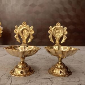 Buy Brass Fine Art Sangu Chakra Diya For Pooja 4.5″ Antique Showroom Trichy