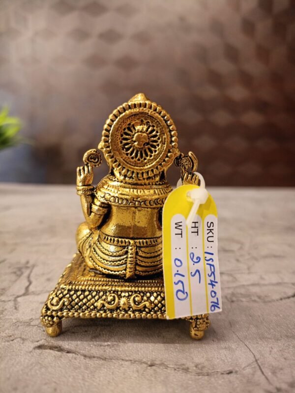 Buy Brass Ganesha Sitting On Chowki Stand Antique Showroom Trichy 2.5" - Image 2