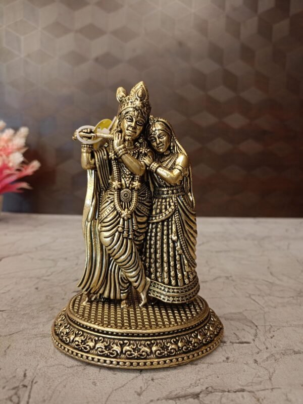 Buy Brass Round Base Fine Art Radha Krishna Statue For Wedding Gifts Antique Showroom Trichy 6"