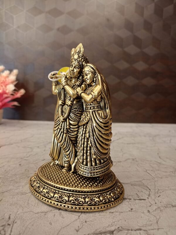 Buy Brass Round Base Fine Art Radha Krishna Statue For Wedding Gifts Antique Showroom Trichy 6" - Image 2