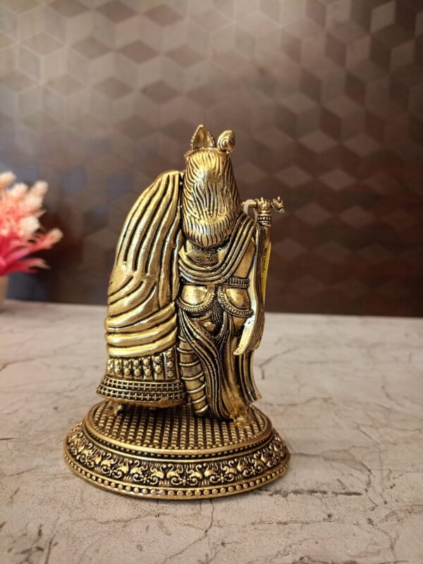 Buy Brass Round Base Fine Art Radha Krishna Statue For Wedding Gifts Antique Showroom Trichy 6" - Image 4
