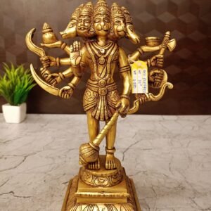 Brass Standing Panjamuga Hanuman Statue 10″ Antique Showroom Trichy