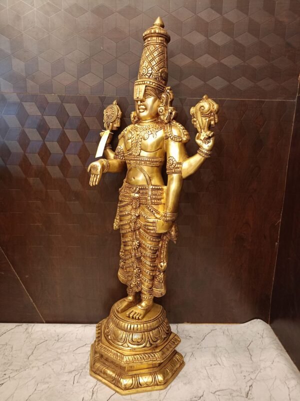 Buy Brass Balaji Idol For Pooja / Venkateshwara Statue Best For Home Decor 33″ Antique Showroom Trichy - Image 4