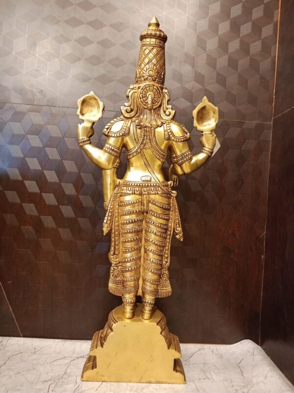 Buy Brass Balaji Idol For Pooja / Venkateshwara Statue Best For Home Decor 33″ Antique Showroom Trichy - Image 3