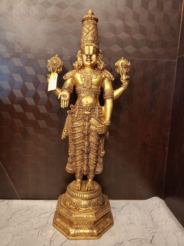 Buy Brass Balaji Idol For Pooja / Venkateshwara Statue Best For Home Decor 33″ Antique Showroom Trichy