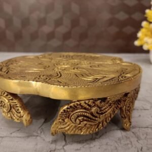 Buy Brass Chowki Stand With Lotus Design 2″ Antique Showroom Trichy