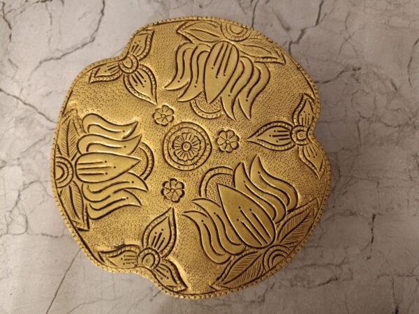 Buy Brass Chowki Stand With Lotus Design 2″ Antique Showroom Trichy - Image 2