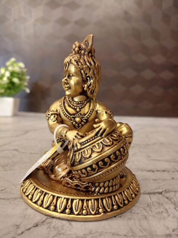 Buy Brass Fine Art Butter Pot Krishna Statue 5″ Antique Showroom Trichy - Image 2