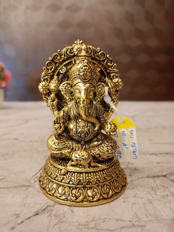 Buy Brass Fine Art Designer Base Ganesha Statue Antique Showroom Trichy 4"