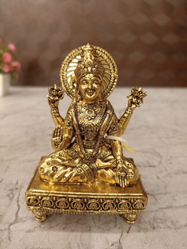 Buy Brass Fine Art Lakshmi Sitting On Chowki Stand Antique Showroom Trichy 4"
