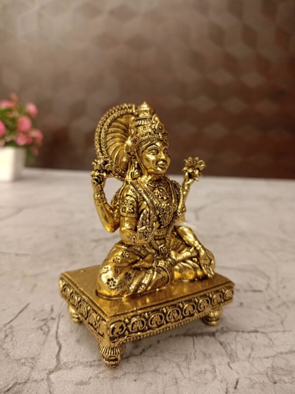 Buy Brass Fine Art Lakshmi Sitting On Chowki Stand Antique Showroom Trichy 4" - Image 3