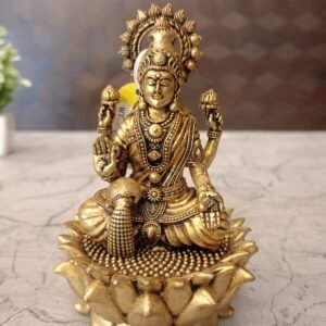 Buy Brass Fine Art Lakshmi Sitting On Lotus Statue 5″ Antique Showroom Trichy