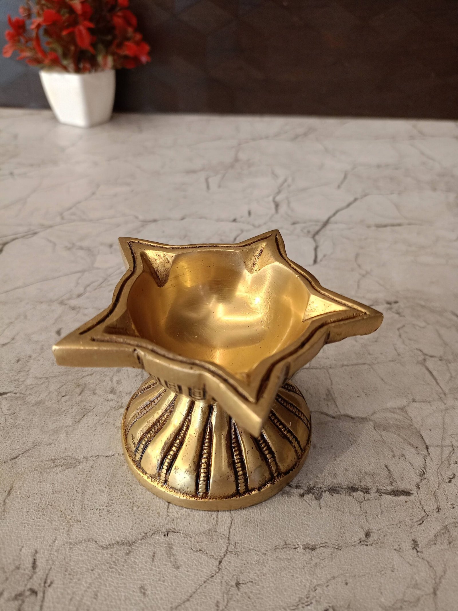 Buy Brass Five Face Diya Antique Showroom Trichy 2.5" - Image 2
