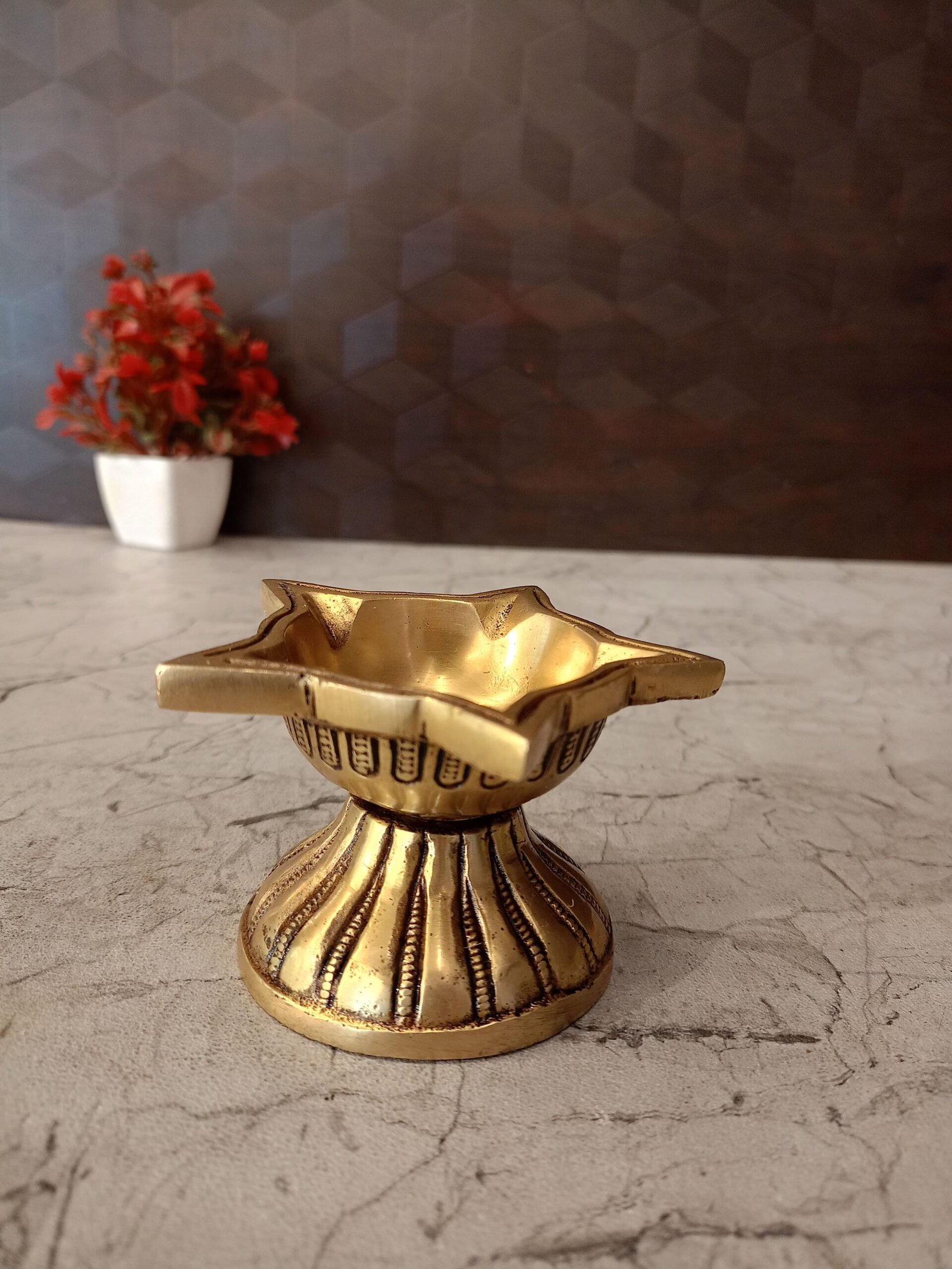 Buy Brass Five Face Diya Antique Showroom Trichy 2.5"
