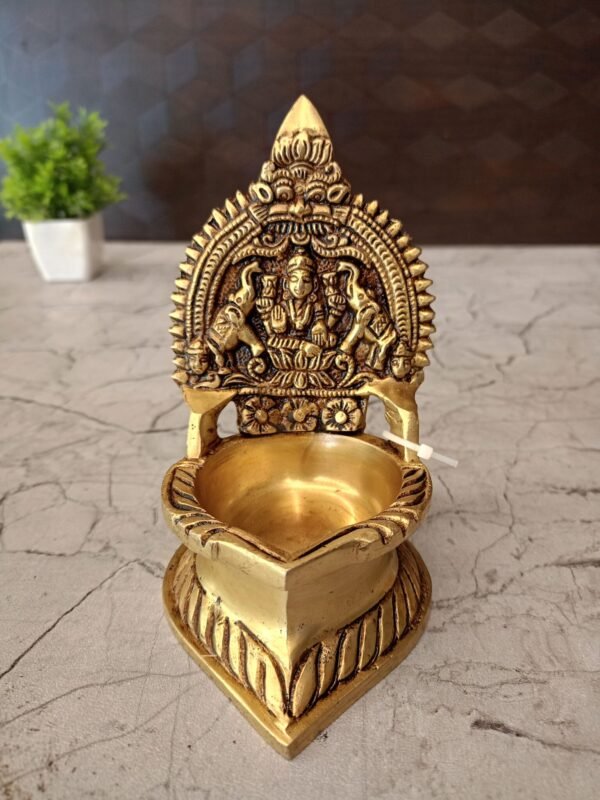 Buy Brass Gajalakshmi Diya , Black Antique Finish 5.5 Antique Showroom Trichy - Image 2
