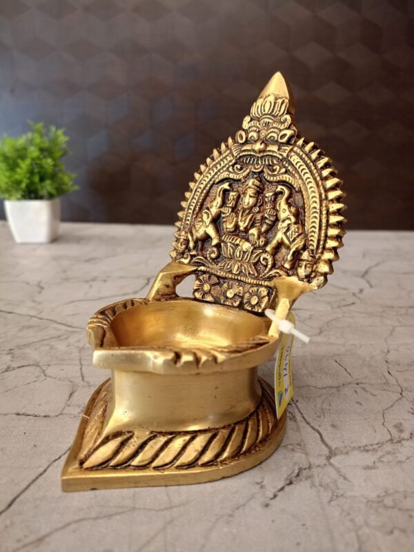 Buy Brass Gajalakshmi Diya , Black Antique Finish 5.5 Antique Showroom Trichy - Image 3