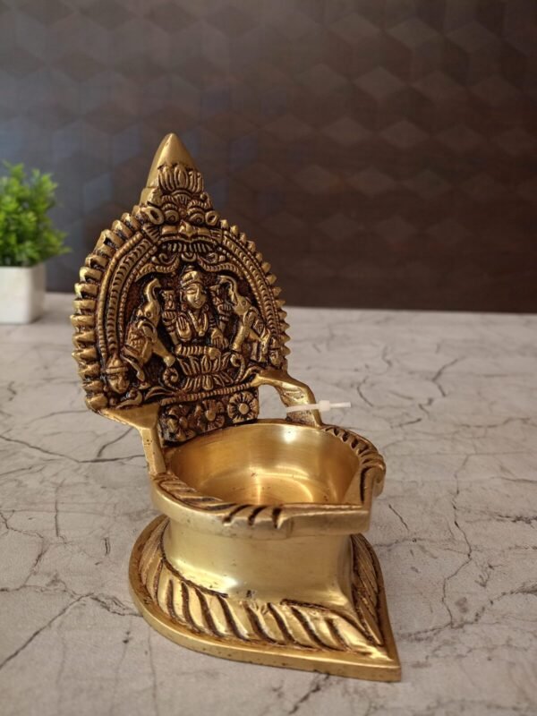 Buy Brass Gajalakshmi Diya , Black Antique Finish 5.5 Antique Showroom Trichy - Image 5
