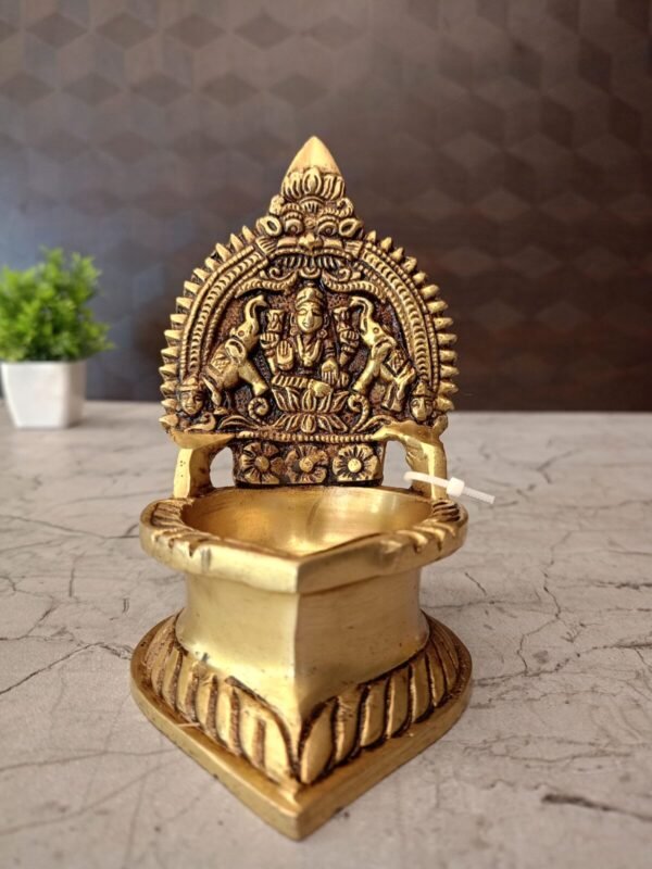 Buy Brass Gajalakshmi Diya , Black Antique Finish 5.5 Antique Showroom Trichy - Image 6
