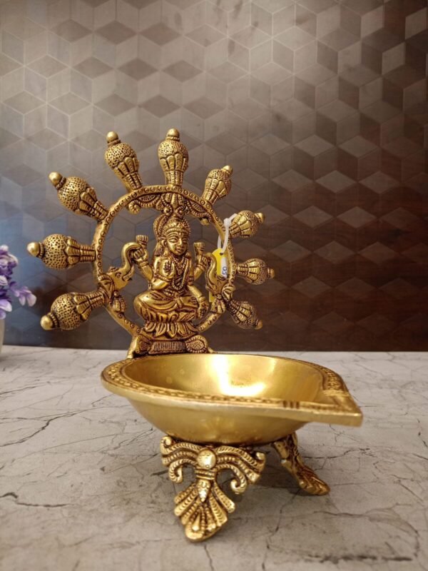 Buy Brass Gajalakshmi Diya For Pooja – 8″ Antique Showroom Trichy - Image 3