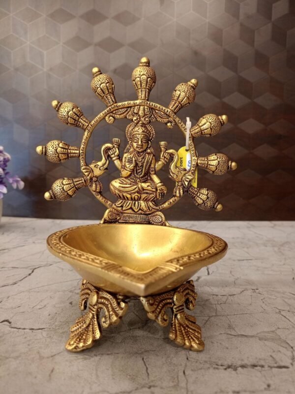Buy Brass Gajalakshmi Diya For Pooja – 8″ Antique Showroom Trichy