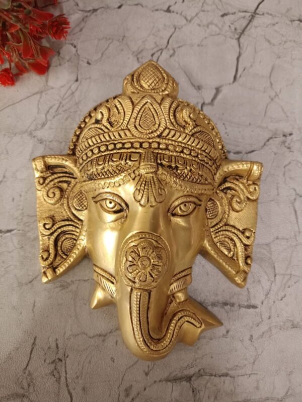 Buy Brass Ganesha Face Wall Mount 7″ Antique Showroom Trichy