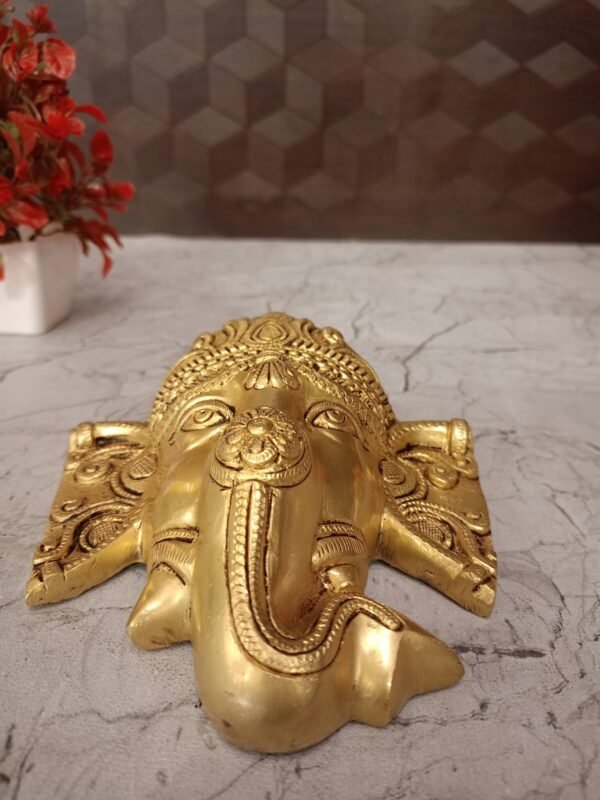 Buy Brass Ganesha Face Wall Mount 7″ Antique Showroom Trichy - Image 5