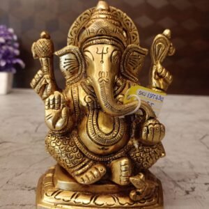 Buy Brass Ganesha Sitting On Rectangle Base 5.5″ Antique Showroom Trichy