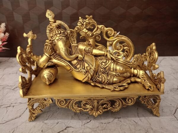 Buy Brass Ganesha Sleeping On Designer Sofa 9″ Antique Showroom Trichy - Image 2