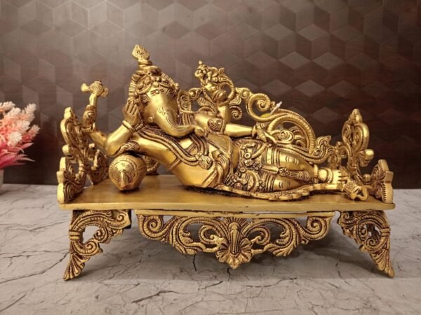 Buy Brass Ganesha Sleeping On Designer Sofa 9″ Antique Showroom Trichy - Image 4