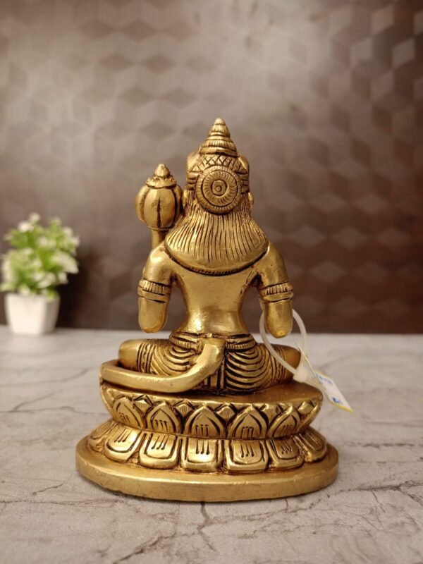 Buy Brass Hanuman Sitting On Lotus Oval Base Antique Showroom Trichy 5" - Image 2