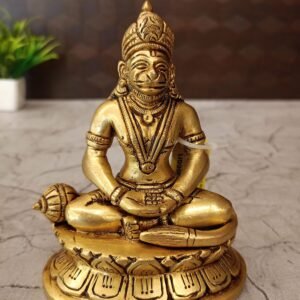 Buy Brass Hanuman Sitting On Oval Base Antique Showroom Trichy 5"