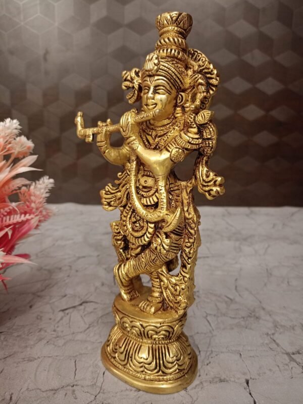 Buy Brass Krishna Statue 9″ Antique Showroom Trichy - Image 2