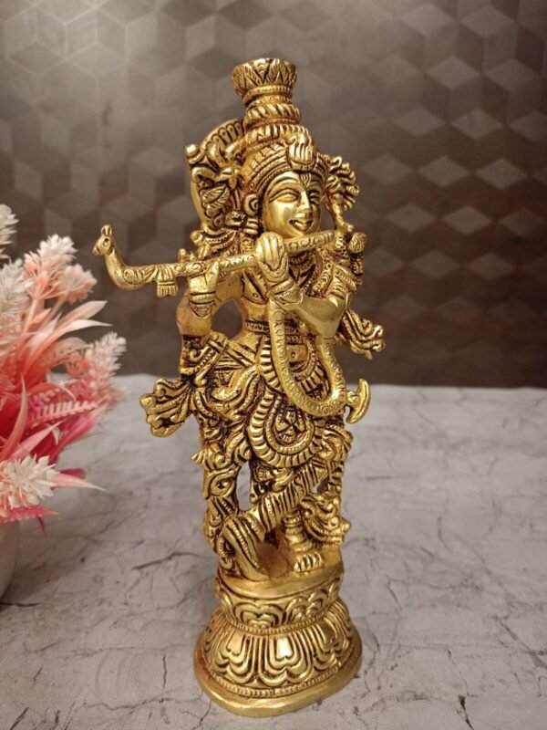 Buy Brass Krishna Statue 9″ Antique Showroom Trichy - Image 4