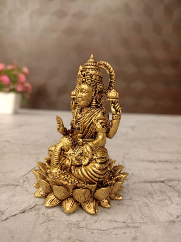Buy Brass Lakshmi Sitting On Lotus Antique Showroom Trichy 3" - Image 2