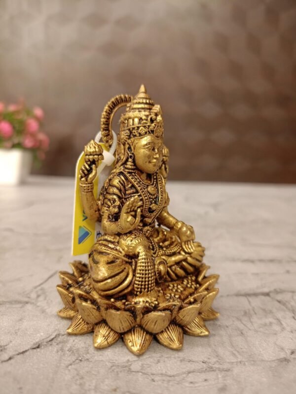 Buy Brass Lakshmi Sitting On Lotus Antique Showroom Trichy 3" - Image 3