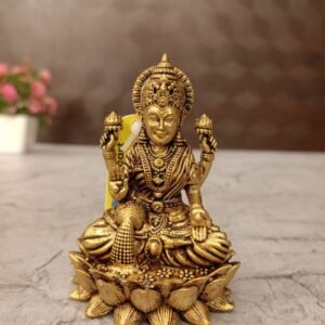 Buy Brass Lakshmi Sitting On Lotus Antique Showroom Trichy 3"