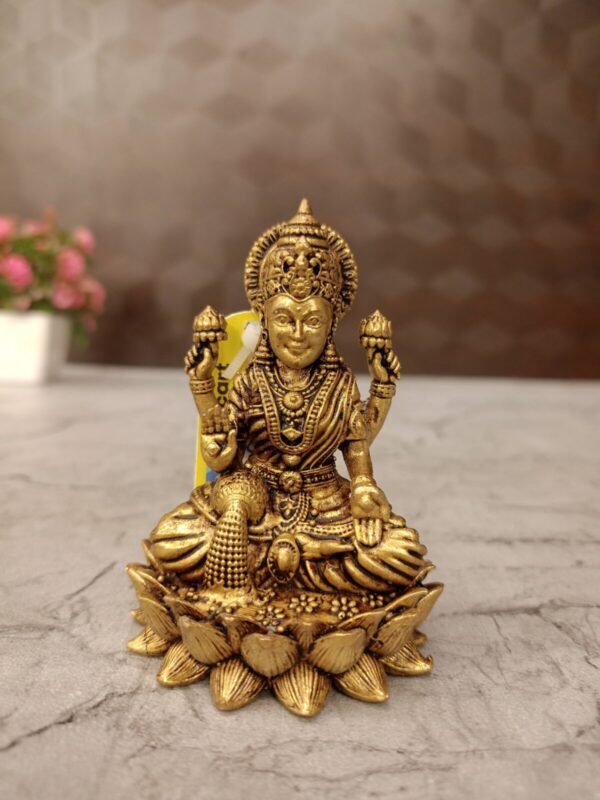 Buy Brass Lakshmi Sitting On Lotus Antique Showroom Trichy 3"