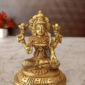 Buy Brass Lakshmi Sitting On Round Base 4″ Antique Showroom Trichy