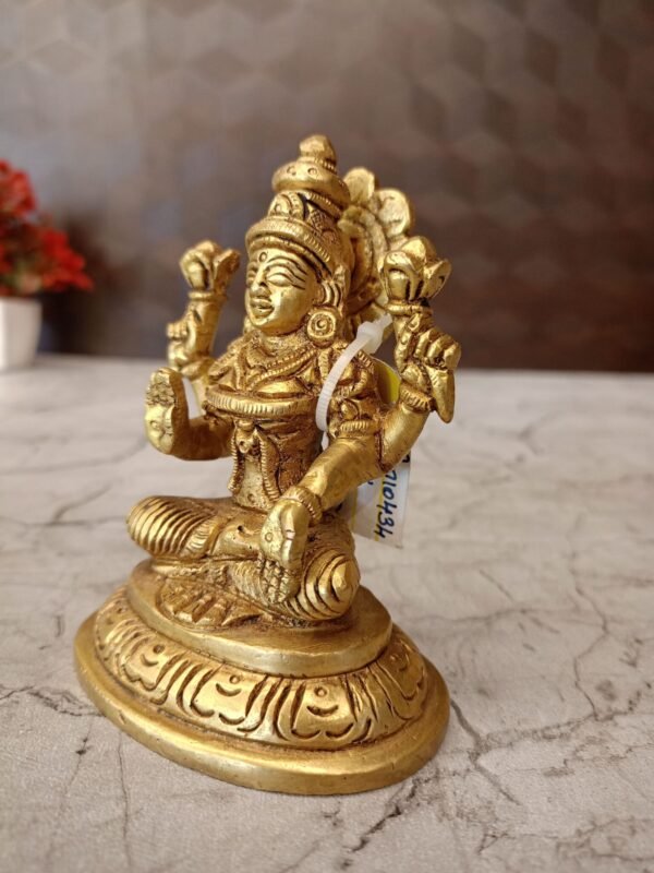 Buy Brass Lakshmi Sitting On Round Base 4″ Antique Showroom Trichy - Image 2