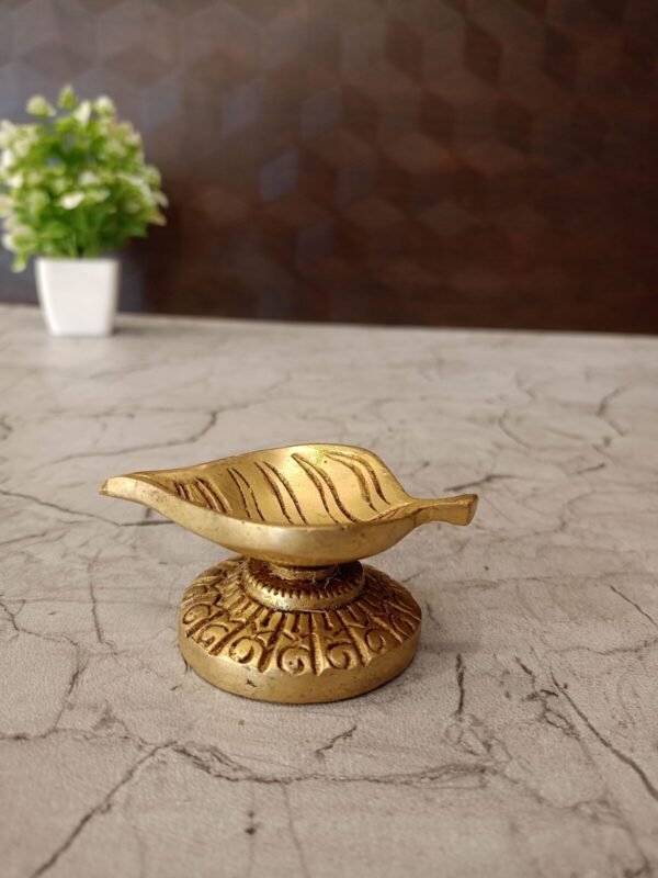 Buy Brass Leaf Diya 1.5″ Antique Showroom Trichy - Image 3