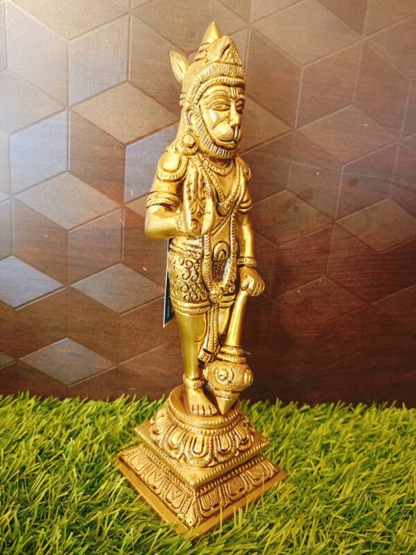 Buy Brass Lord Hanuman Blessing Large Brass Idol-9.5″ Antique Showroom Trichy - Image 3