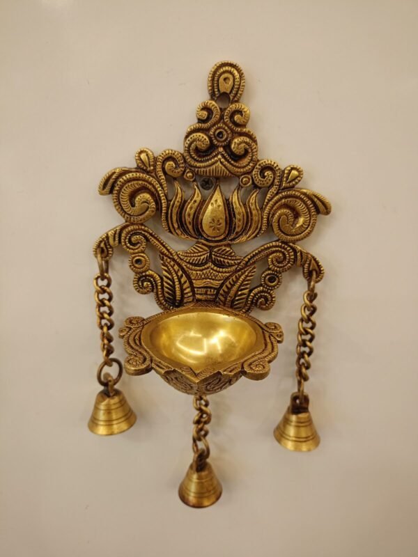 Buy Brass Lotus Single face Diya Wall Mount 12″ Antique Showroom Trichy
