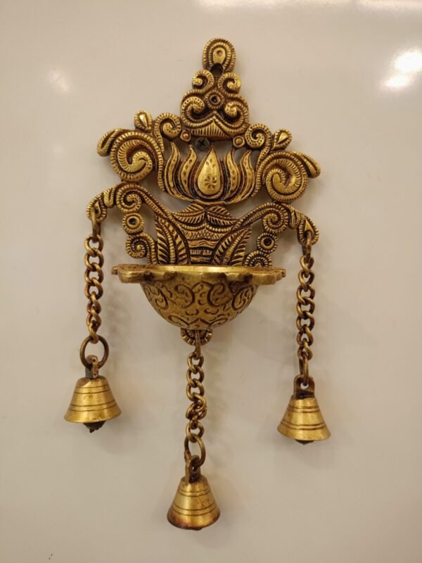 Buy Brass Lotus Single face Diya Wall Mount 12″ Antique Showroom Trichy - Image 2