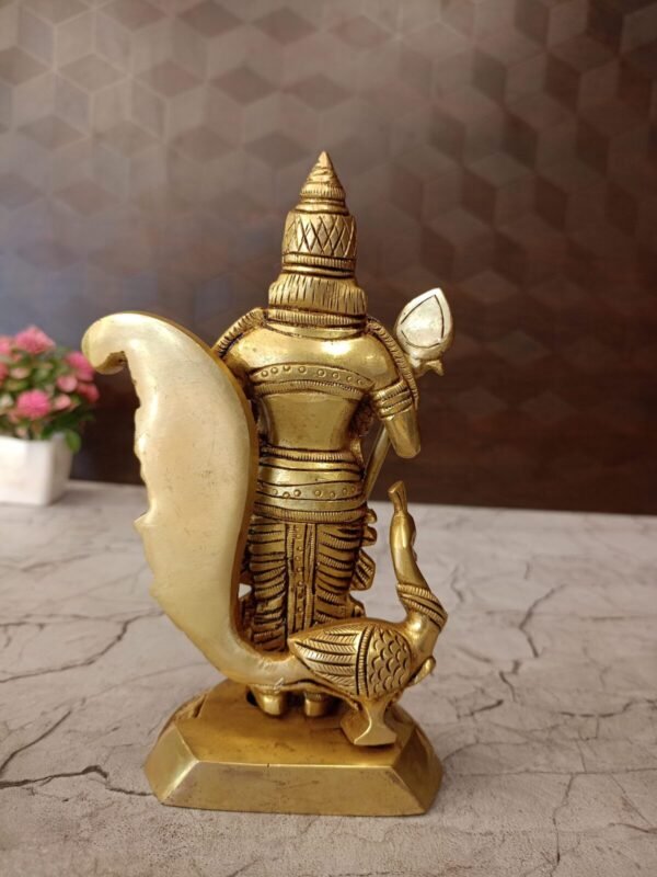 Buy Brass Murugan With Peacock Statue 7″ Antique Showroom Trichy - Image 3